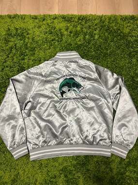 Vintage Trimark Freddie's Fishing Derby Satin Bomber Jacket XL